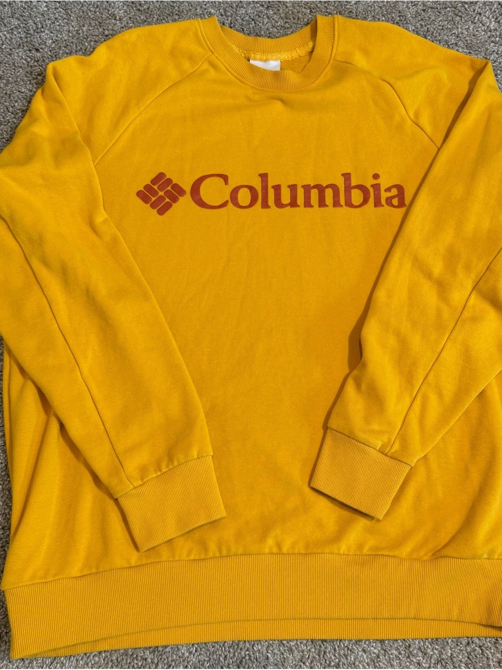Columbia Yellow Crewneck Sweatshirt with Red Logo